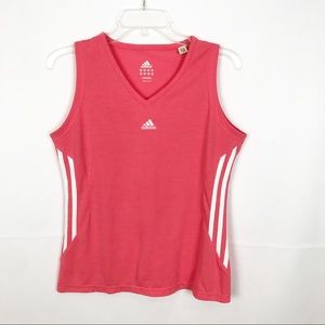 ADIDAS Coral/Pink and White V-neck Tank Top-Med